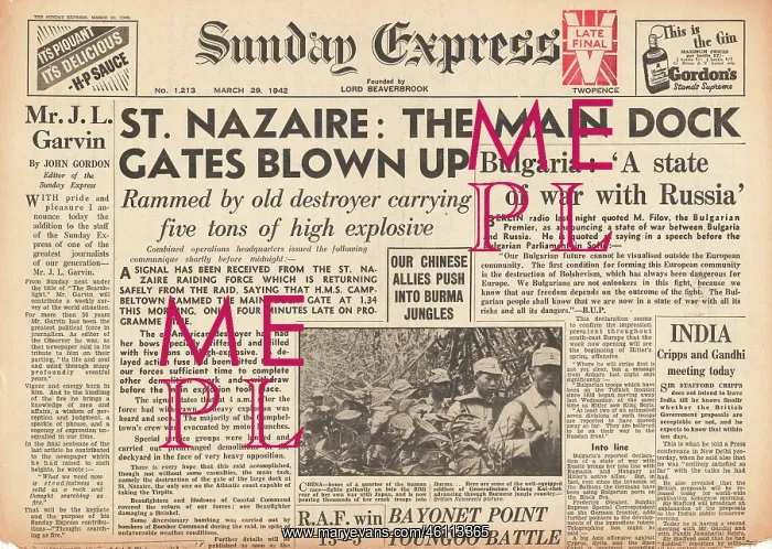 : Sunday Express British Commando Raid Docks at St.Nazaire : Sunday Express British Commando Raid Docks at St.Nazaire