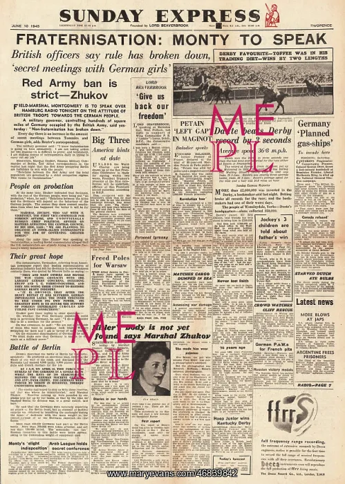 : Sunday Express - Fraternisation with German civilians : Sunday Express - Fraternisation with German civilians