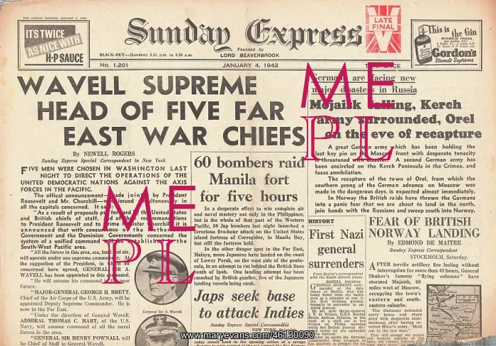 : Sunday Express General Wavell appointed Far East Commander : Sunday Express General Wavell appointed Far East Commander