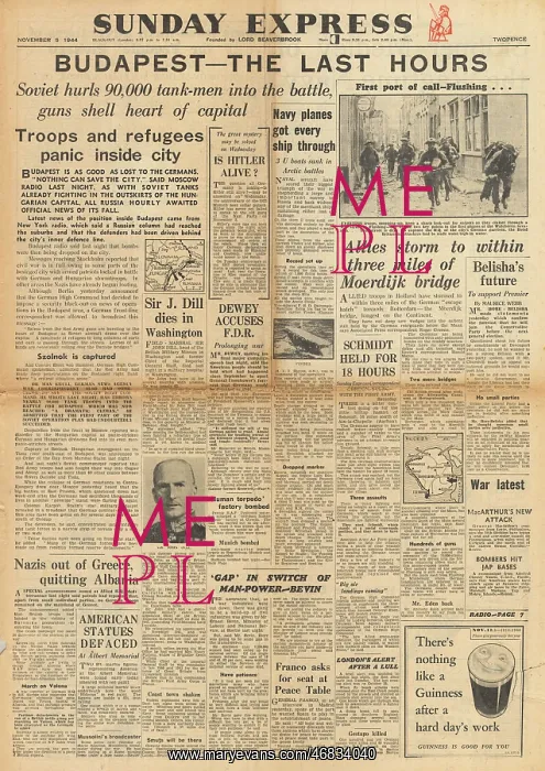 : Sunday Express front page Battle for Budapest : Sunday Express front page Battle for Budapest