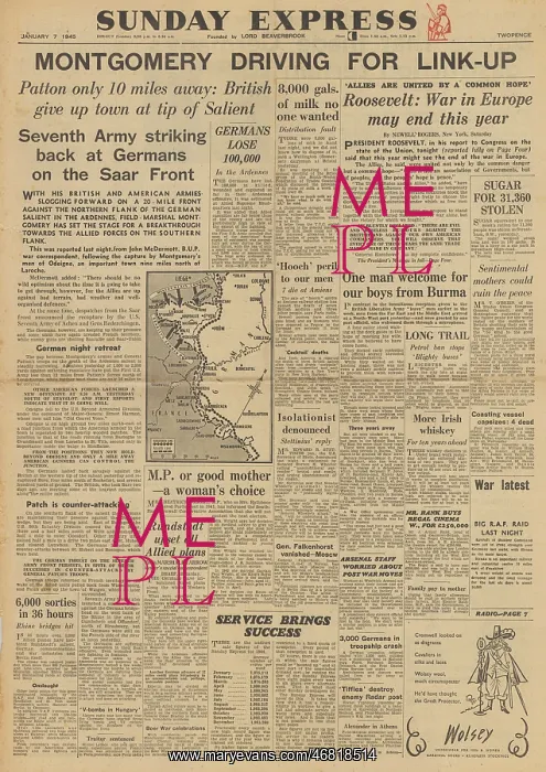 : Sunday Express front page Battle of the Bulge : Sunday Express front page Battle of the Bulge