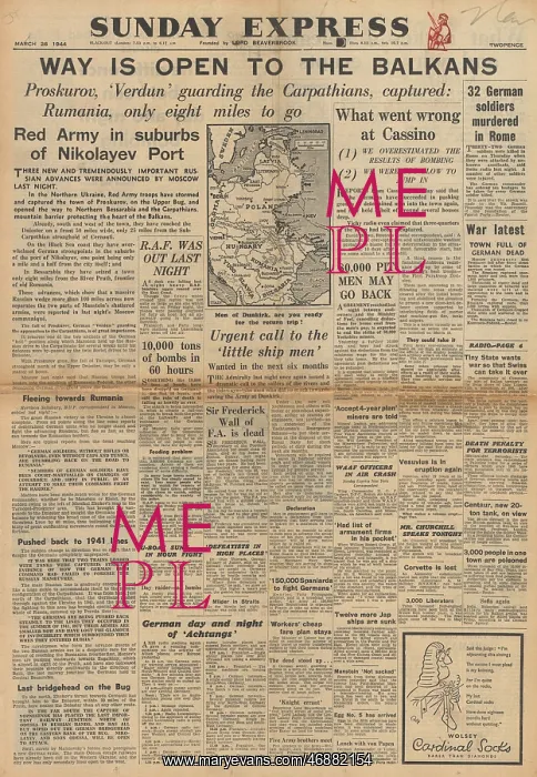 : Sunday Express front page Battle of Monte Cassino : Sunday Express front page Battle of Monte Cassino