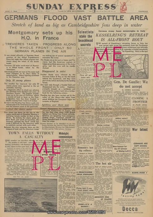 : Sunday Express front page Battle of Normandy : Sunday Express front page Battle of Normandy