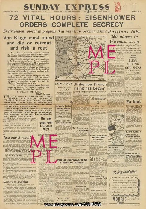 : Sunday Express front page German forces face Normandy trap : Sunday Express front page German forces face Normandy trap
