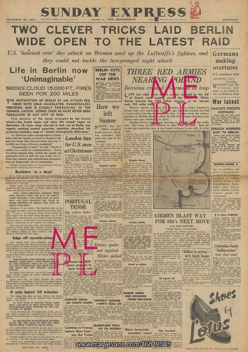 : Sunday Express front page RAF bomb Berlin : Sunday Express front page RAF bomb Berlin