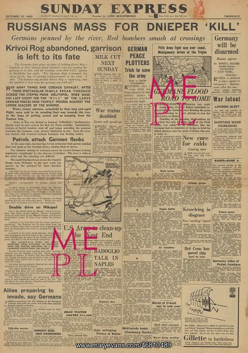 : Sunday Express front page Red Army advances on Eastern Front : Sunday Express front page Red Army advances on Eastern Front