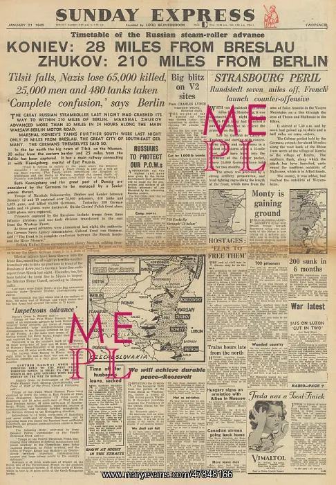 : Sunday Express front page Red Army drive into Germany : Sunday Express front page Red Army drive into Germany