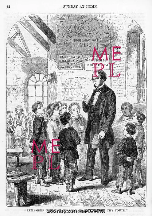  : Sunday School teacher and pupils