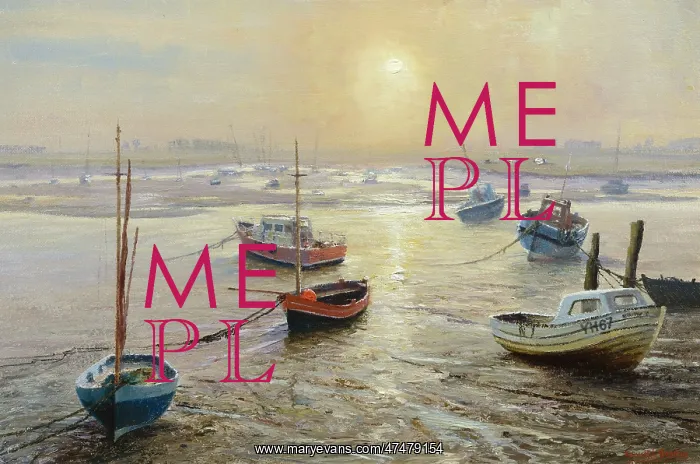 : Sunset, East Coast ' with small boats : Sunset, East Coast ' with small boats