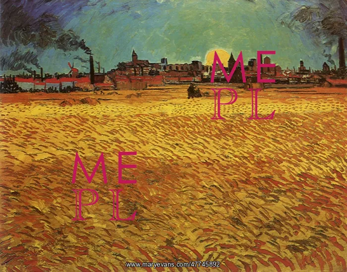 : Sunset: Wheat Field near Arles, by Van Gogh : Sunset: Wheat Field near Arles, by Van Gogh
