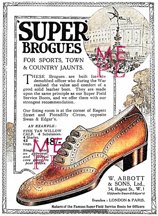 : Super brogues advertisement, 1919 : Super brogues advertisement, 1919