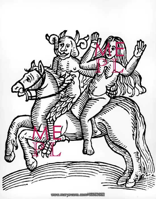 : superstition, witchcraft, witch with devil riding : superstition, witchcraft, witch with devil riding