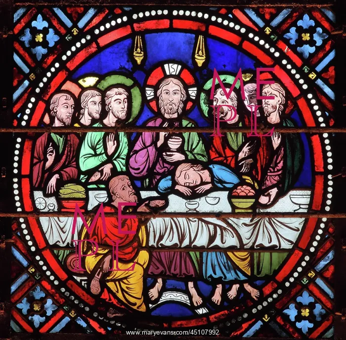 : Last supper, stained glass window, Laon Cathedral : Last supper, stained glass window, Laon Cathedral