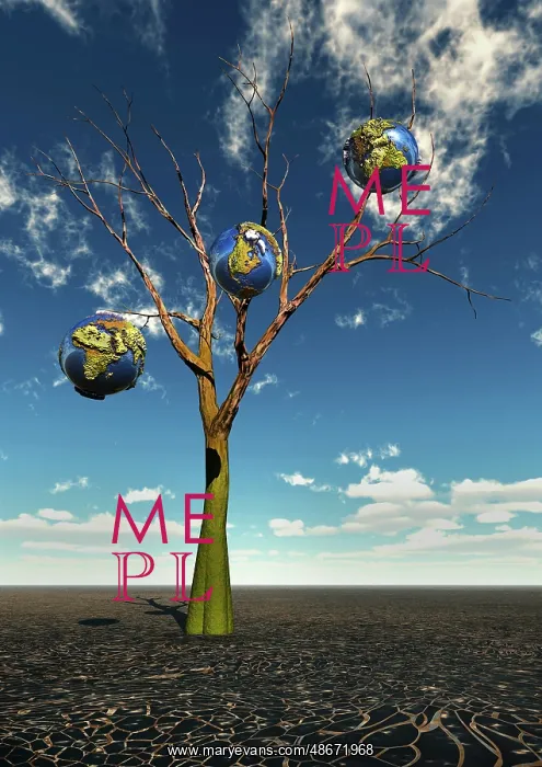 : A surreal concept showing Earth planets on the : A surreal concept showing Earth planets on the