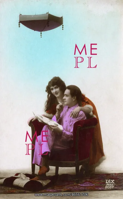: Very surreal French pair below a hanging lantern : Very surreal French pair below a hanging lantern