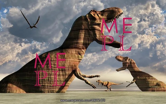 : A surreal image of fossilized T-rex dinosaurs that are alive : A surreal image of fossilized T-rex dinosaurs that are alive