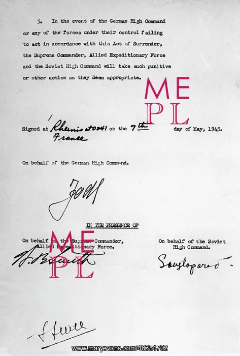 : Surrender document of the Wehrmacht in Reims, 1945 : Surrender document of the Wehrmacht in Reims, 1945