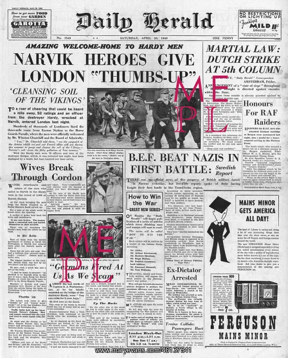 : Survivors of HMS Hardy arrive back from Narvik : Survivors of HMS Hardy arrive back from Narvik