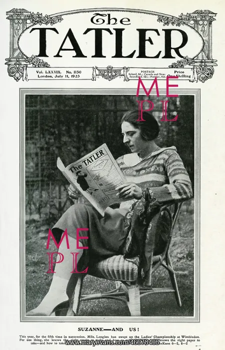 : Suzanne Lenglen reading the Tatler : Suzanne Lenglen reading the Tatler
