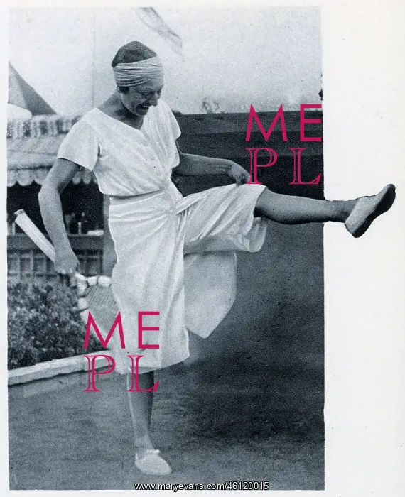  : Suzanne Lenglen, tennis player, wearing long shorts