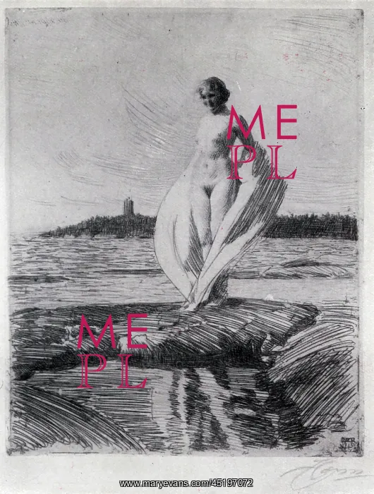 : The Swan. A nude etching of a woman, removing her covering : The Swan. A nude etching of a woman, removing her covering