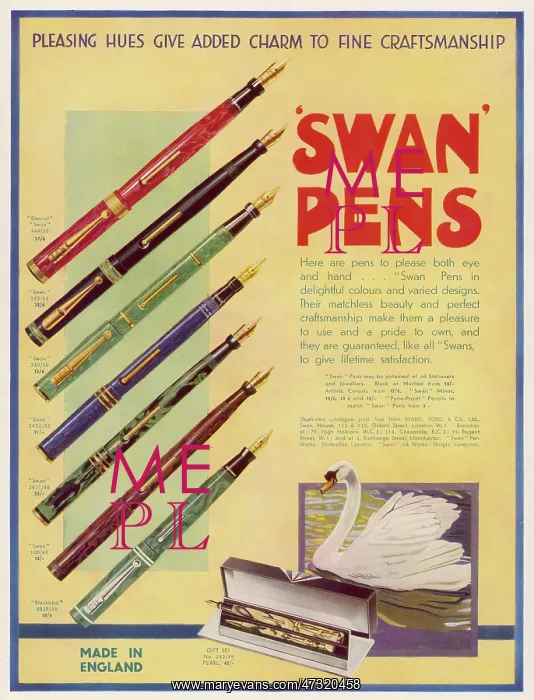 : SWAN FOUNTAIN PENS 1932 : SWAN FOUNTAIN PENS 1932