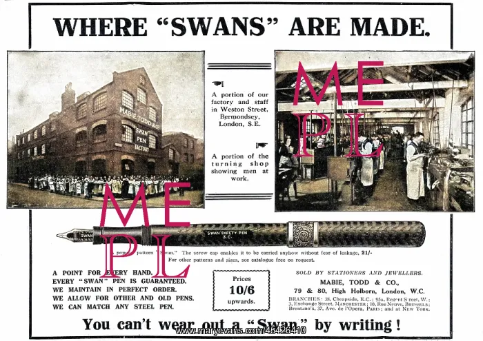 : Swan pens advertisement, WW1 : Swan pens advertisement, WW1