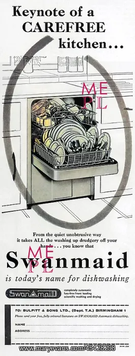 : Swanmaid dishwasher advertisement, 1964 : Swanmaid dishwasher advertisement, 1964
