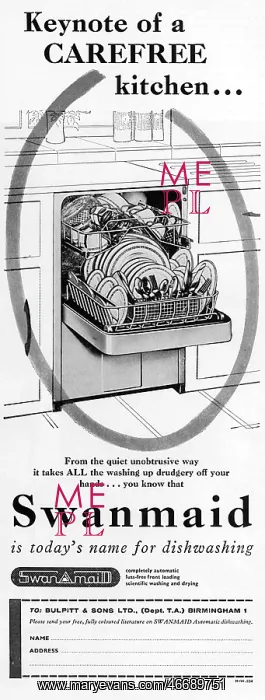 : Swanmaid dishwasher advertisement, 1964 : Swanmaid dishwasher advertisement, 1964