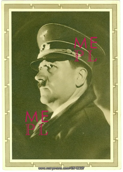 : Swastika bordered head of Hitler in uniform : Swastika bordered head of Hitler in uniform