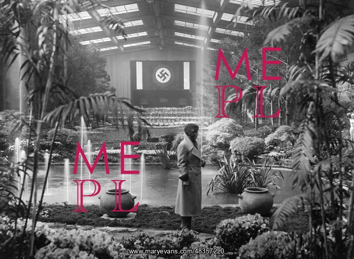 : Swastika flag at a horticultural exhibition, 1933 : Swastika flag at a horticultural exhibition, 1933