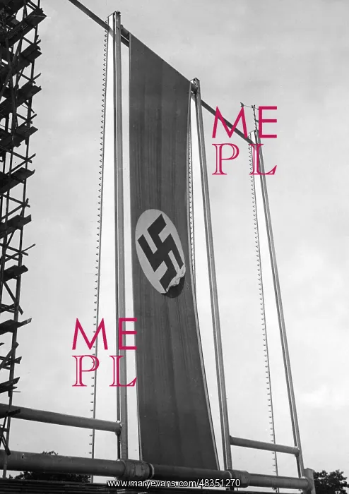 : Swastika flag in the Luitpold Arena on the : Swastika flag in the Luitpold Arena on the