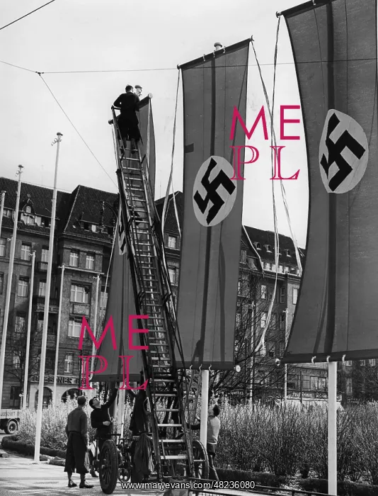 : Swastika flags on the birthday of Adolf Hitler in Berlin : Swastika flags on the birthday of Adolf Hitler in Berlin
