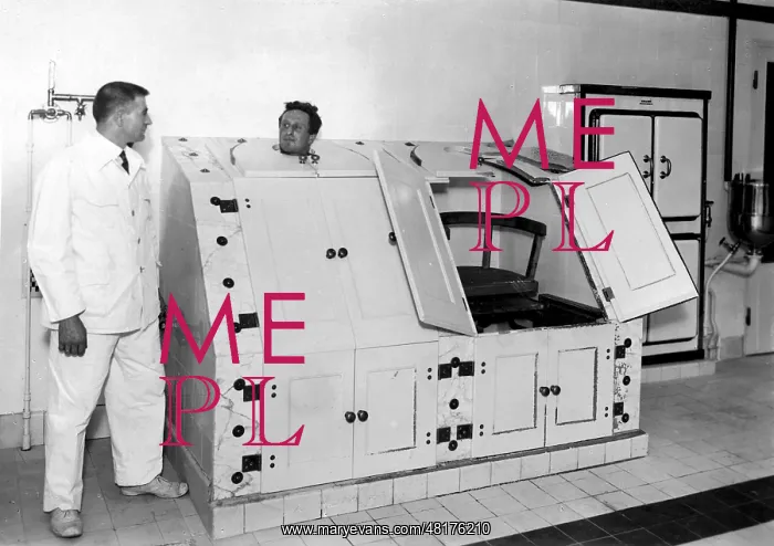 : Sweatboxes in a health resort, 1928 : Sweatboxes in a health resort, 1928