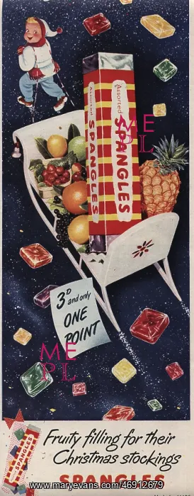 : Sweets - 1950's, Spangles, advert, sweets, confectionary : Sweets - 1950's, Spangles, advert, sweets, confectionary