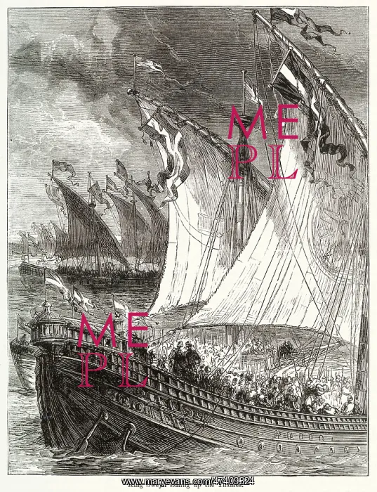 : Sweyn I, King of Denmark sailing up the River Thames : Sweyn I, King of Denmark sailing up the River Thames