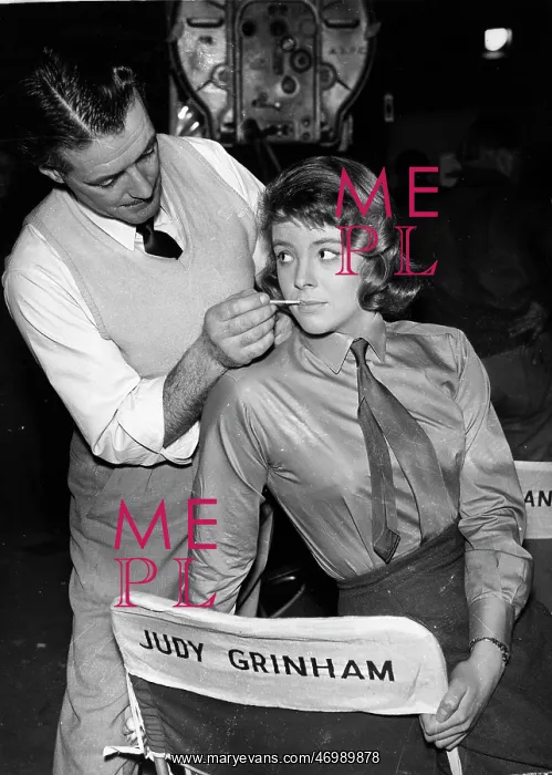 : Swimmer Judy Grinham getting her make-up done : Swimmer Judy Grinham getting her make-up done