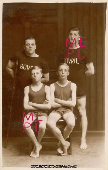 : Four swimmers, two in Bovril teeshirts : Four swimmers, two in Bovril teeshirts
