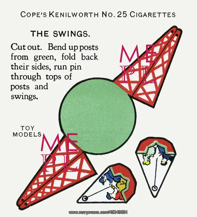: Swings. Cope's Toy Models (The Country Fair) cigarette cards. Artist: William Henry Ellam : Swings. Cope's Toy Models (The Country Fair) cigarette cards. Artist: William Henry Ellam