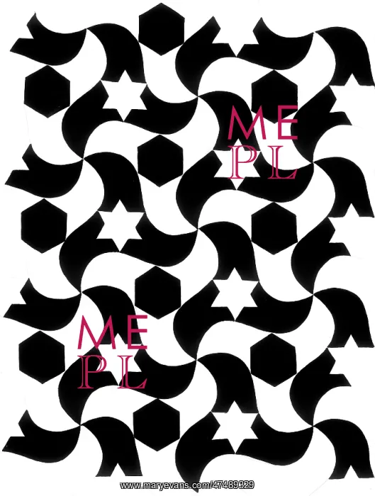 : Swirly repeat design with stars and hexagons : Swirly repeat design with stars and hexagons
