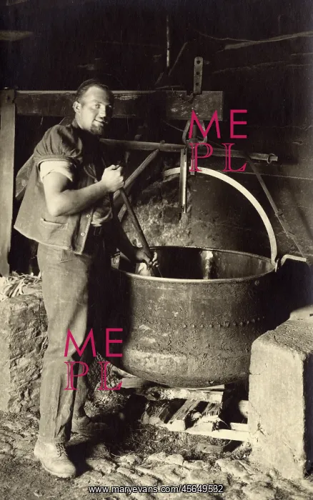  : Swiss Cheesemaker stiring a large vat
