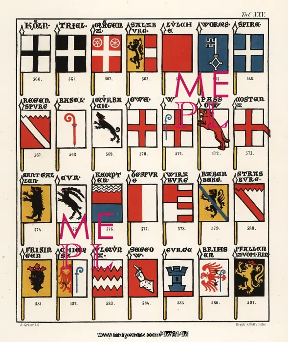 : Swiss flags of bishoprics, c1340 : Swiss flags of bishoprics, c1340