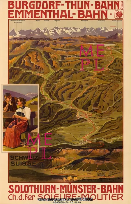 : Swiss Travel Poster, 1908 : Swiss Travel Poster, 1908
