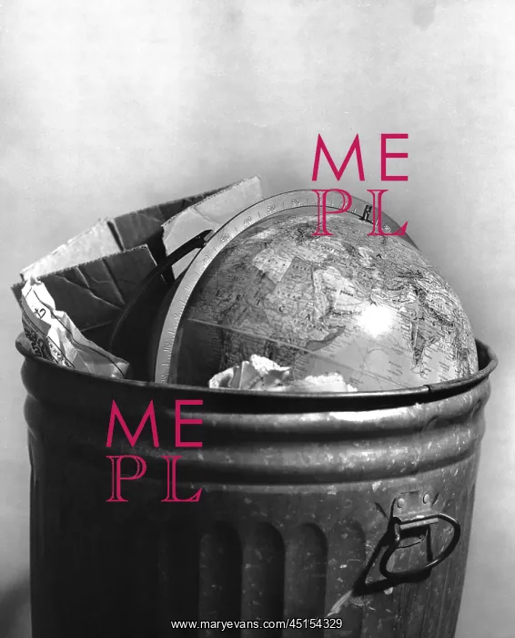 : Symbolic Image Of The Globe Thrown In A Trash Can : Symbolic Image Of The Globe Thrown In A Trash Can