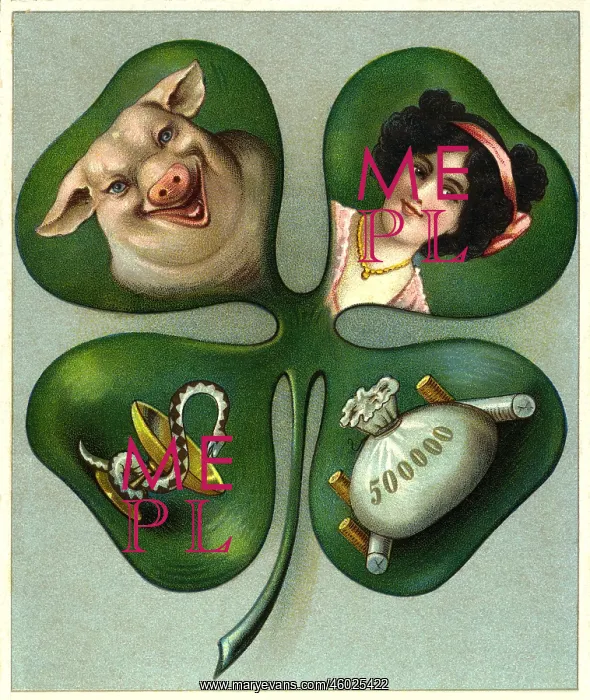 : symbols, luck, four-leaf clover, Germany, circa : symbols, luck, four-leaf clover, Germany, circa