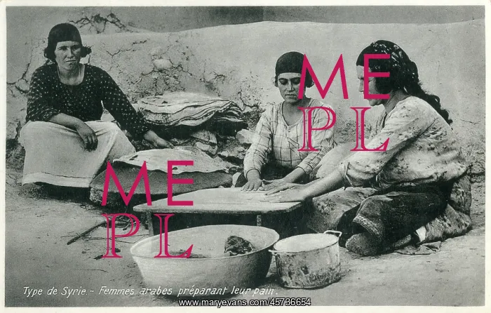 : Syrian Women preparation preparing flat bread : Syrian Women preparation preparing flat bread
