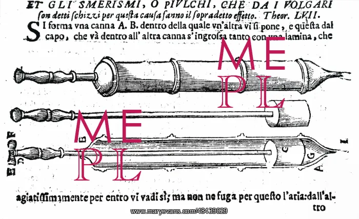  : A syringe shown complete. Bologna, 1647