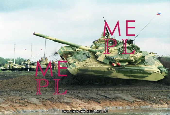 : T-80U tank clearing obstacles at full speed, 1997 : T-80U tank clearing obstacles at full speed, 1997