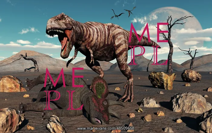 : A T Rex is about to make a meal of a dead Triceratops : A T Rex is about to make a meal of a dead Triceratops
