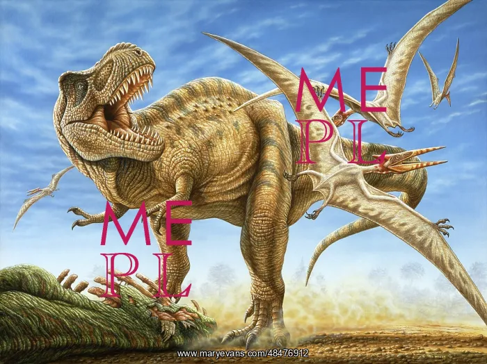 : T-rex tries to fend off scavenging pterosaurs : T-rex tries to fend off scavenging pterosaurs